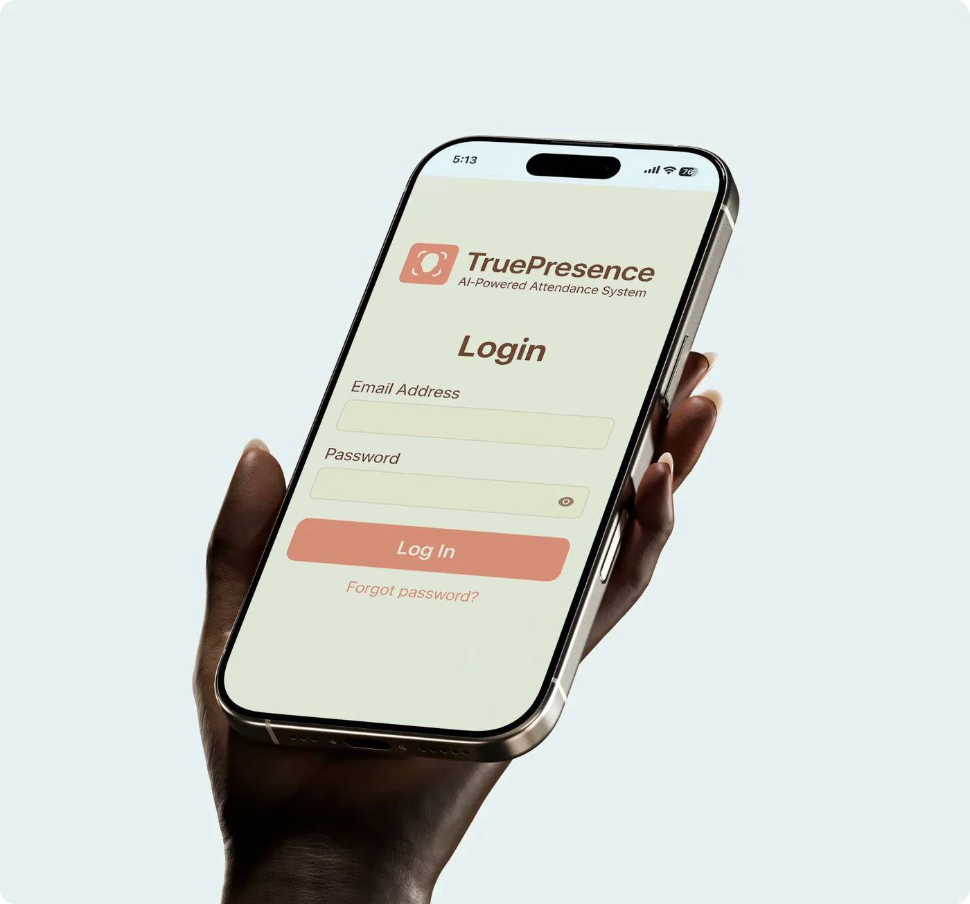 TruePresence login screen shown on a mobile device